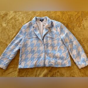 Express Blue and Cream Textured Jacket